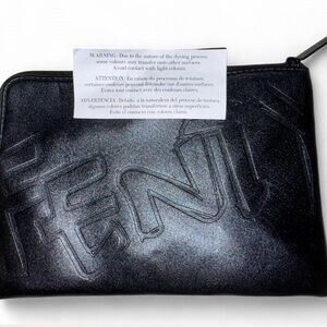 Fenty Black Embossed Zipper Pouch Bag- Makeup Bag